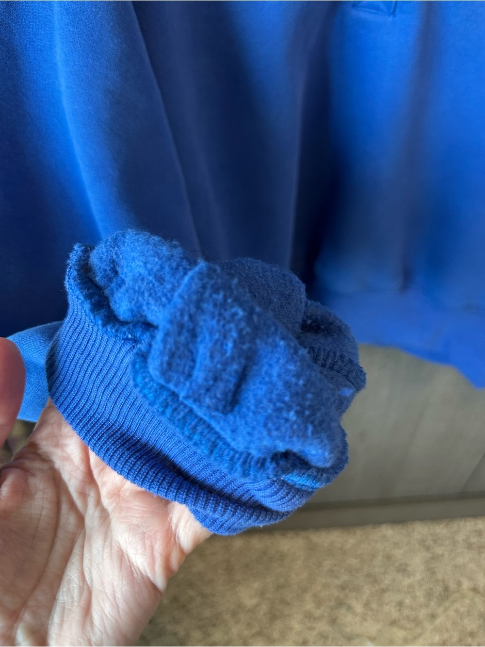 Altar'd State Balloon Sleeve Royal Blue Snap-Front Pullover Hoodie - Picture 4 of 5
